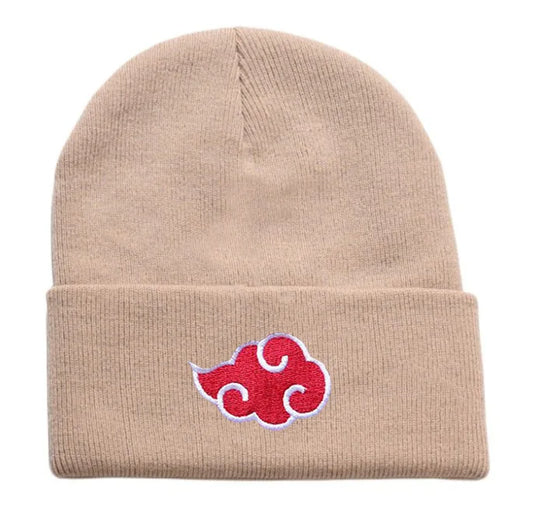 <img src="akatsuki-beige-knitted-hat.jpg" alt="Beige Akatsuki beanie with iconic red and white Akatsuki cloud logo from Naruto and Naruto Shippuden. This unisex Naruto knit hat is a high-quality winter accessory for anime fans, ideal for Naruto cosplay and Akatsuki enthusiasts. Made from durable, comfortable materials, this one-size-fits-all beanie is perfect for showcasing your anime love while staying warm. A must-have Naruto Shippuden accessory for any anime collector or Naruto fan."> 