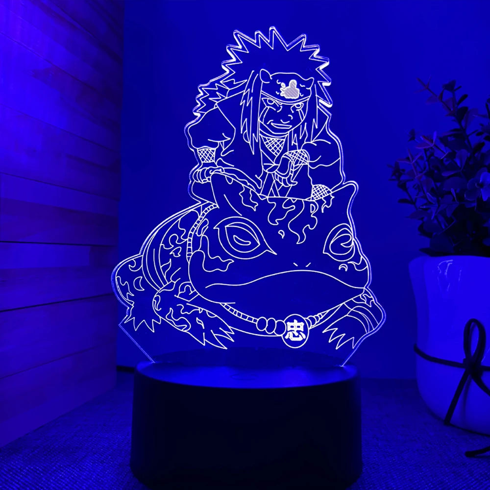 <img src="nightlight-jiraya-gamabunta.jpg" alt="Naruto LED night light featuring Jiraiya and Gamabunta from Naruto Shippuden. This premium anime lamp glows in a warm yellow hue, showcasing Jiraiya, the legendary Sannin, riding his iconic toad summon, Gamabunta. Perfect for Naruto fans, this decorative light brings ambiance and character to any room. Ideal as a Naruto collectible or anime gift.">