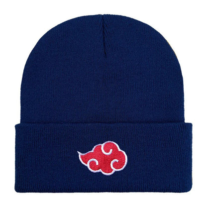 <img src="akatsuki-navy-blue-knitted-hat.jpg" alt="Navy blue Akatsuki beanie with iconic red and white Akatsuki cloud logo from Naruto and Naruto Shippuden. This unisex Naruto knit hat is a high-quality winter accessory for anime fans, ideal for Naruto cosplay and Akatsuki enthusiasts. Made from durable, comfortable materials, this one-size-fits-all beanie is perfect for showcasing your anime love while staying warm. A must-have Naruto Shippuden accessory for any anime collector or Naruto fan."> 