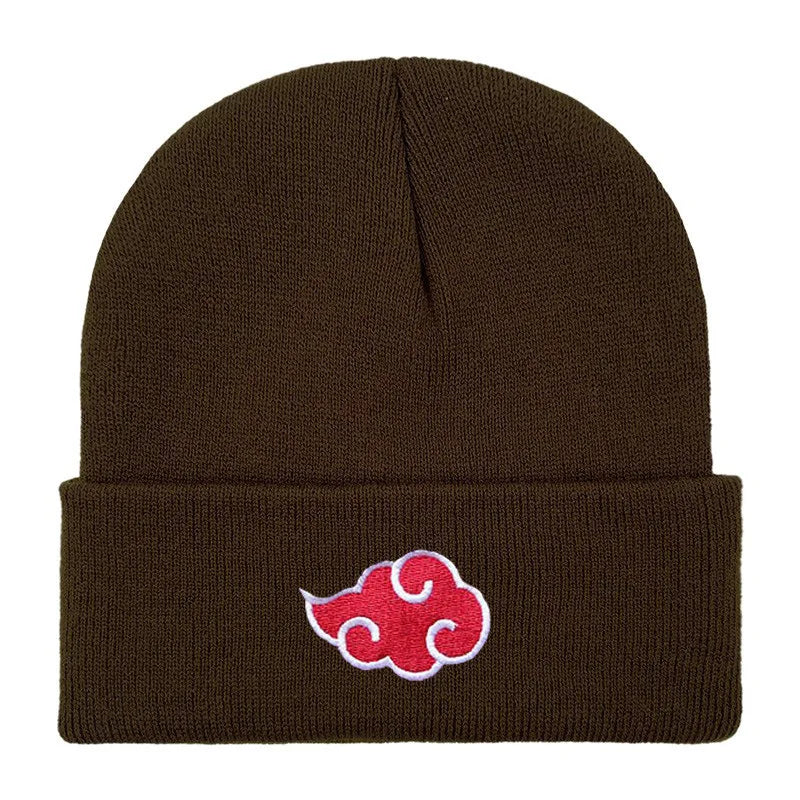 <img src="akatsuki-brown-knitted-hat.jpg" alt="Brown Akatsuki beanie with iconic red and white Akatsuki cloud logo from Naruto and Naruto Shippuden. This unisex Naruto knit hat is a high-quality winter accessory for anime fans, ideal for Naruto cosplay and Akatsuki enthusiasts. Made from durable, comfortable materials, this one-size-fits-all beanie is perfect for showcasing your anime love while staying warm. A must-have Naruto Shippuden accessory for any anime collector or Naruto fan."> 