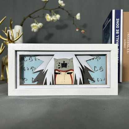 <img src="jiraya.jpg" alt="LED anime shadow box of Jiraiya from Naruto with glowing blue background and Japanese text. Naruto anime decor featuring Jiraiya, Naruto’s sensei and Sannin legend, perfect for fans of Naruto Shippuden and anime collectibles. Ideal for anime lovers, Naruto-themed room decor, and collectors. High-quality Jiraiya LED art with iconic Japanese kanji backdrop. Unique anime gift idea for fans of Jiraiya and the Naruto series.">